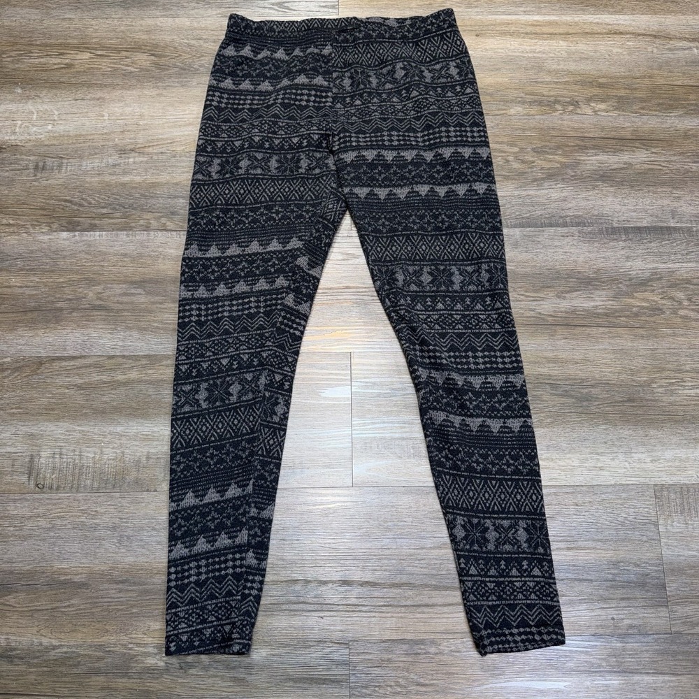 No Boundaries Stretch Leggings Womens Large Gray Geometric Tribal Design